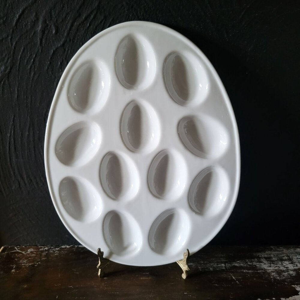 Sur La Table Porcelain Egg Platter, Egg-Shaped Deviled Egg Platter, Easter Eggs